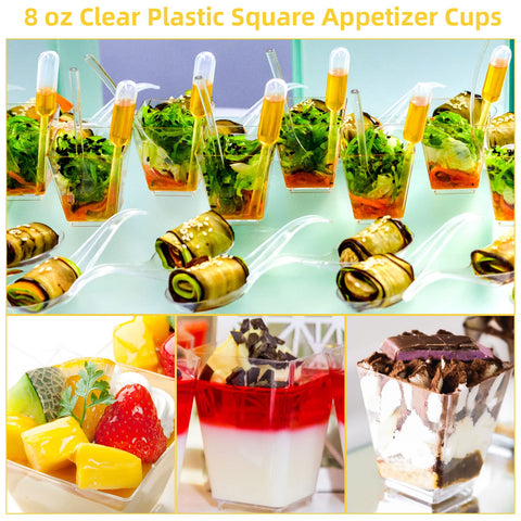 Zubebe cups displayed on buffet table illustrating event-ready convenience and attractive servings