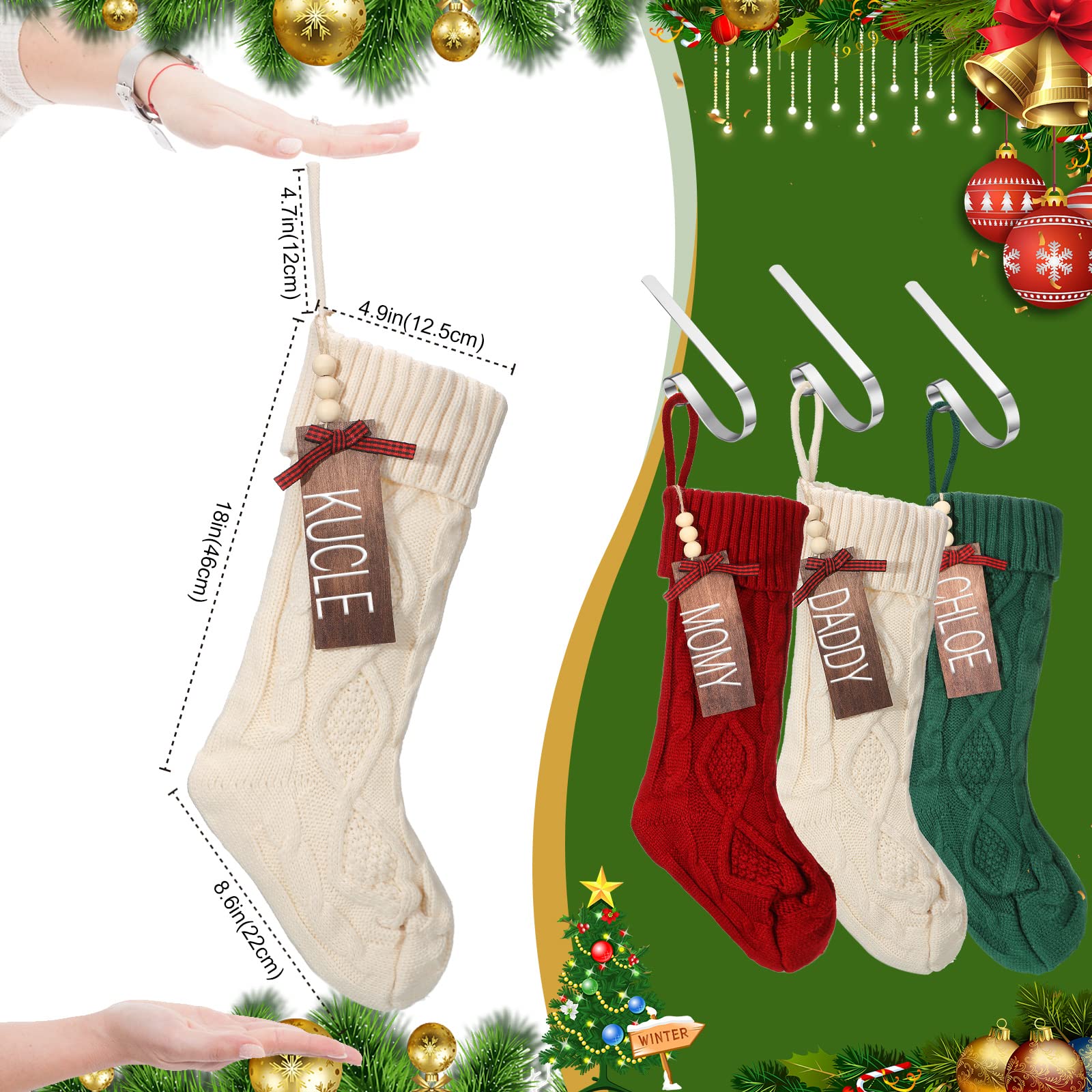 Zubebe stockings filled with treats illustrating capacity for candies and small gifts