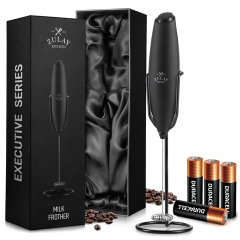 Zulay Kitchen front view of Executive Series frother showing sleek design and compact benefit
