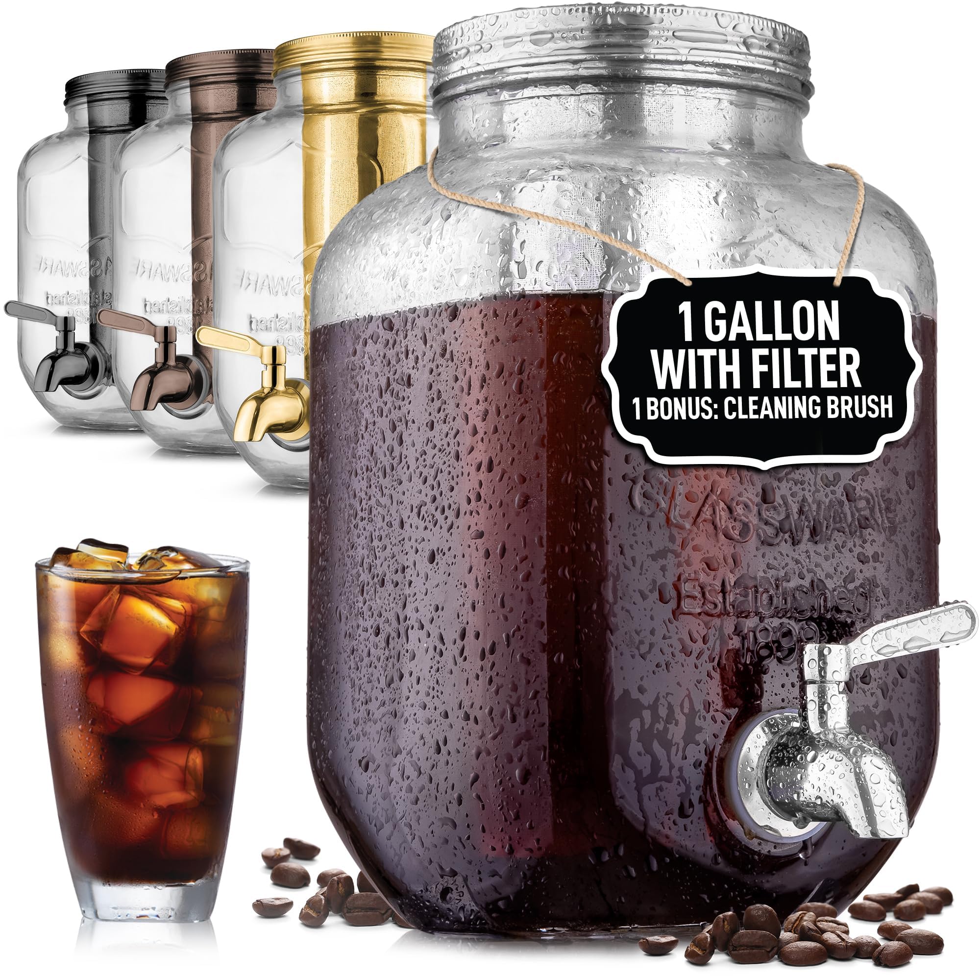 Zulay front view pitcher showing full-gallon capacity and clear glass for easy serving