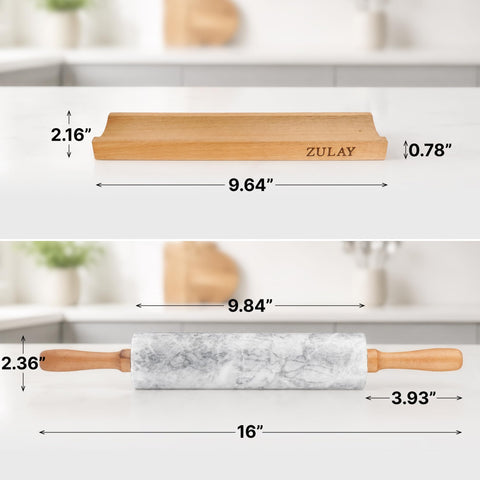 Zulay Kitchen beechwood handle close-up for comfortable grip and precise control