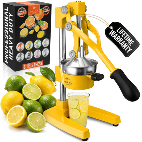 Zulay Kitchen juicer front view showing sturdy cast iron and sleek profile, durable performance