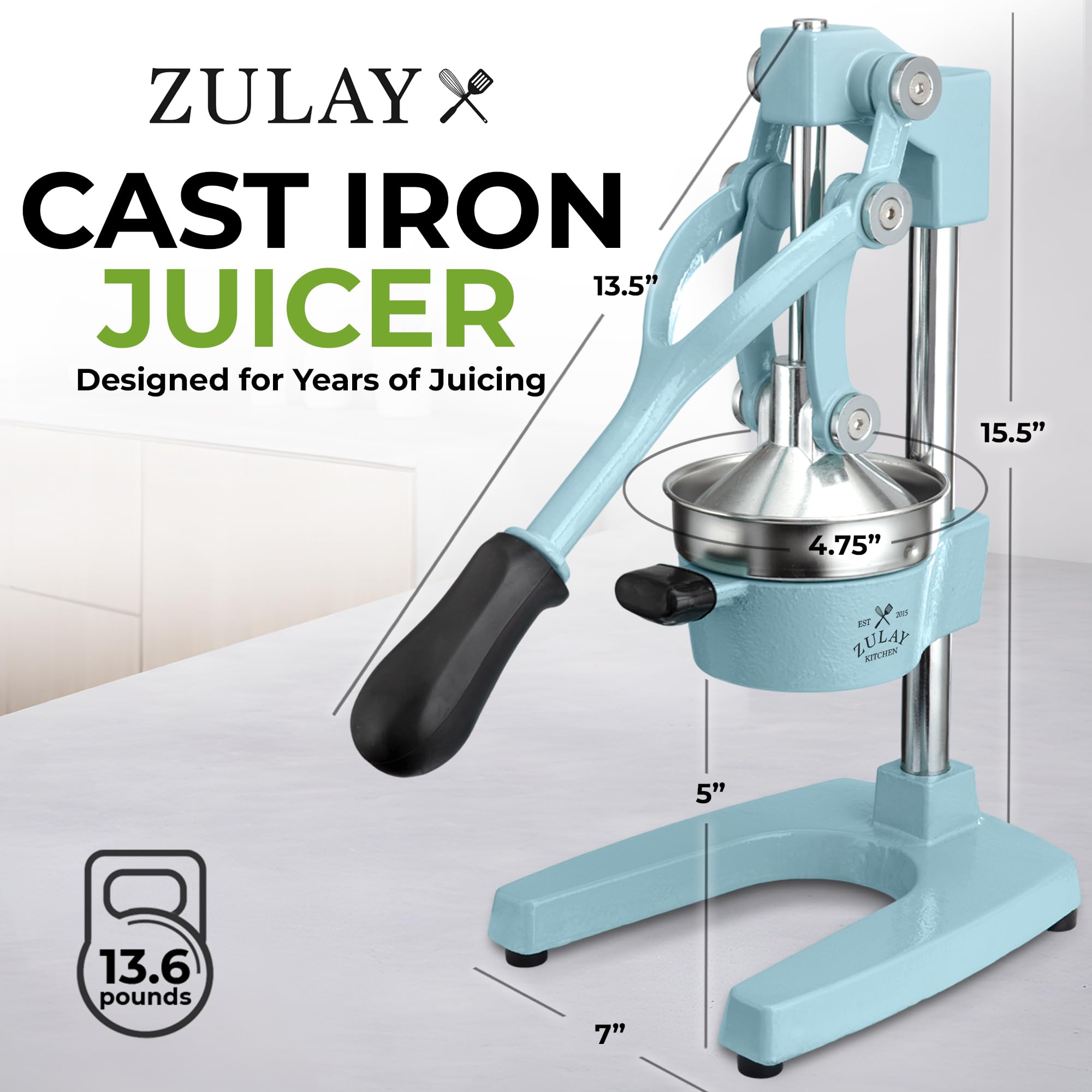 Zulay Kitchen close-up of lever arm demonstrating smooth mechanical advantage