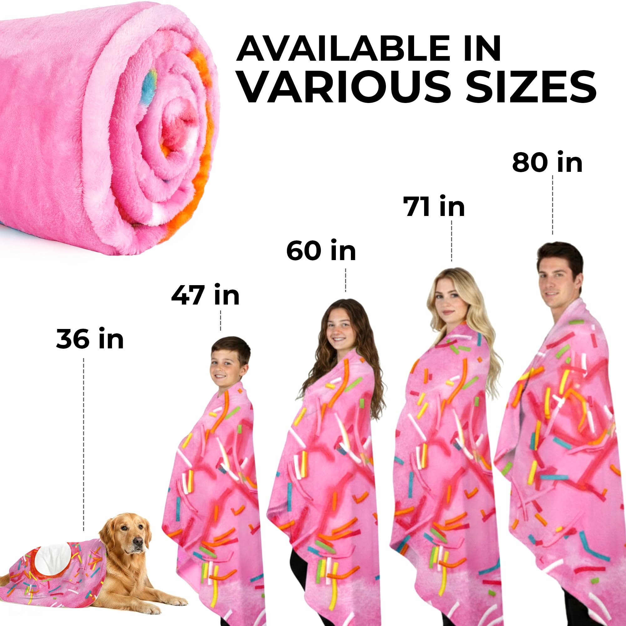 Zulay Kitchen blanket spread 71 inches showcasing full glazed donut design