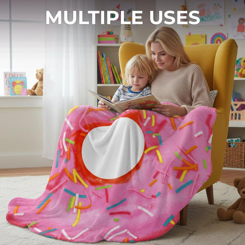 Zulay Kitchen person wrapped in donut blanket illustrating full coverage warmth
