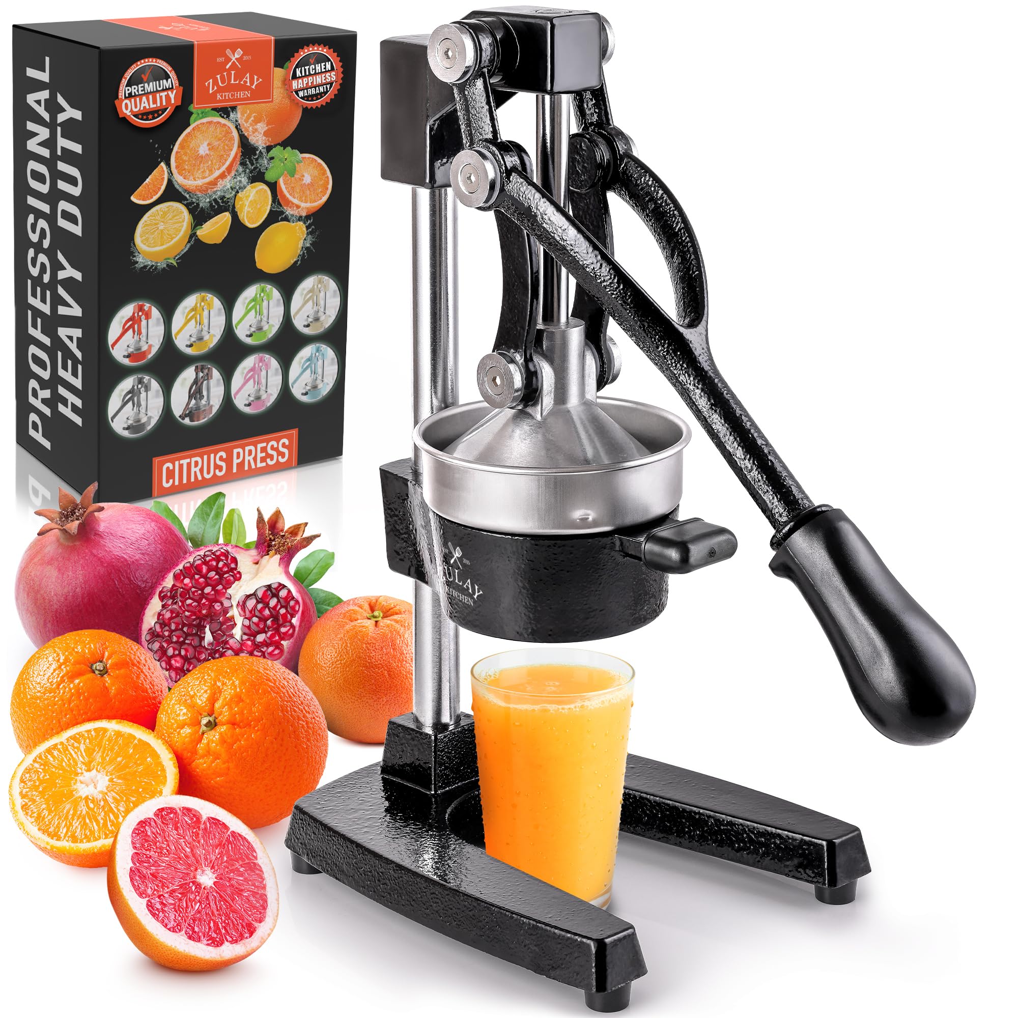 Zulay Kitchen front view showing orange juicer and clean design benefit