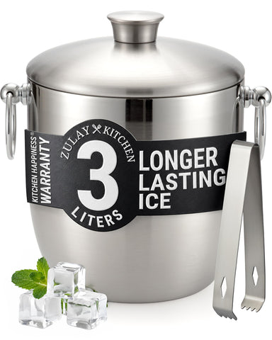 Zulay Kitchen front view of ice bucket showing sleek modern finish and compact profile