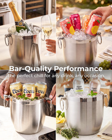 Zulay Kitchen ice bucket fitting neatly inside freezer for convenient pre-chill storage