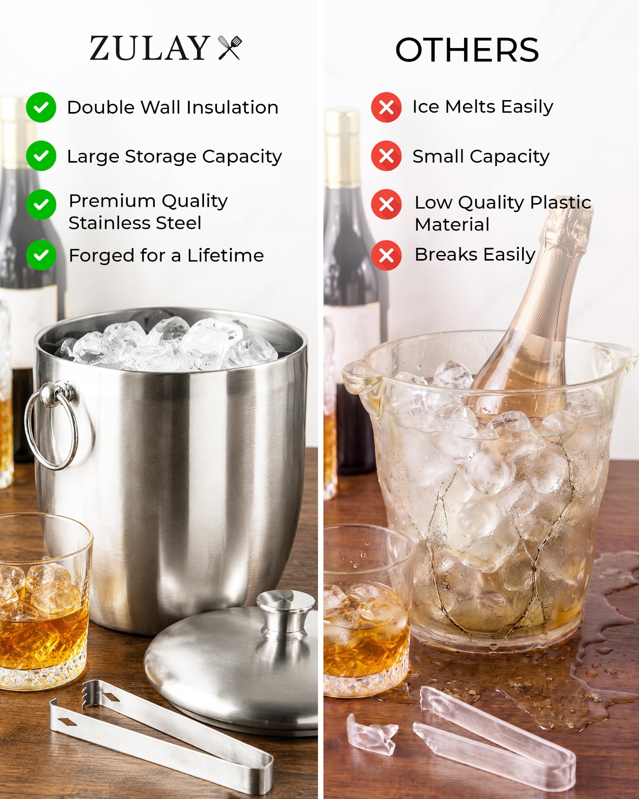 Zulay Kitchen ice bucket on party table keeping cocktails cold during entertaining