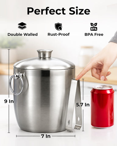 Zulay Kitchen open-top ice bucket filled with ice demonstrating insulated capacity benefit