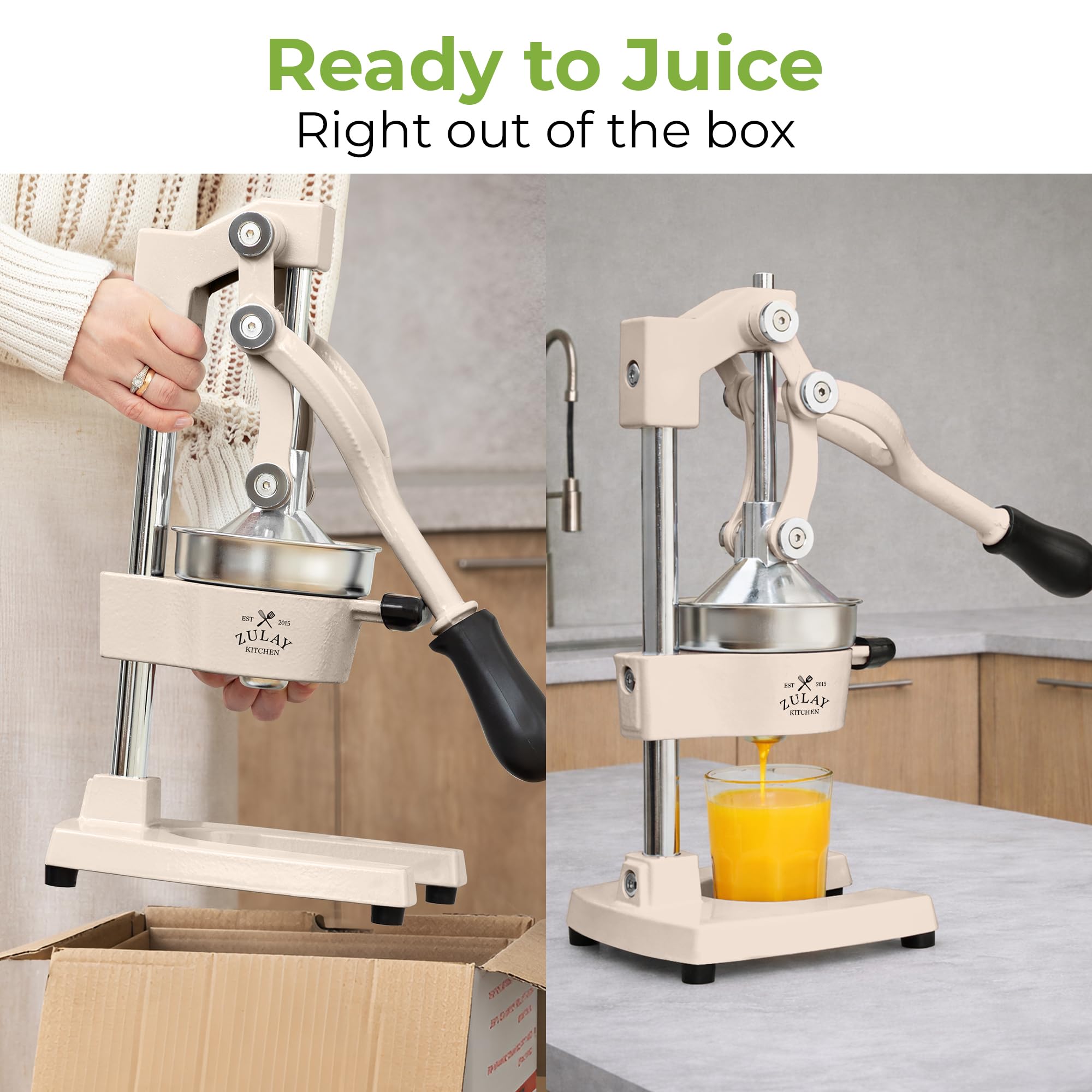 Zulay Kitchen detachable strainers removed to show seed filtering and simple cleaning benefit