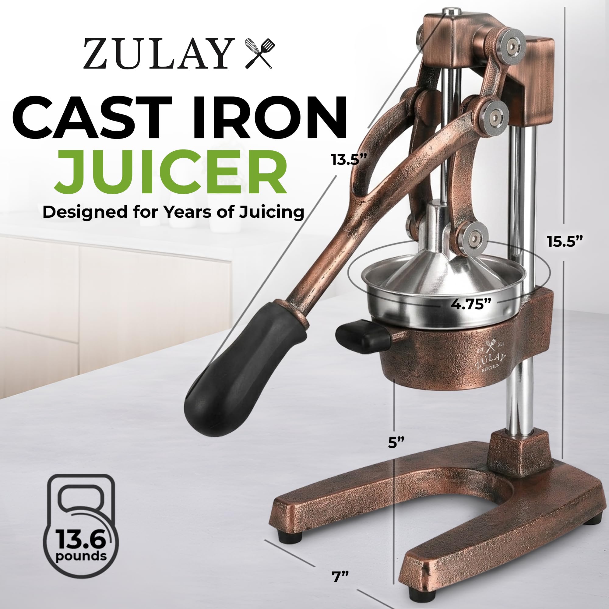 Zulay Kitchen close-up of lever handle demonstrating comfortable grip and strong leverage