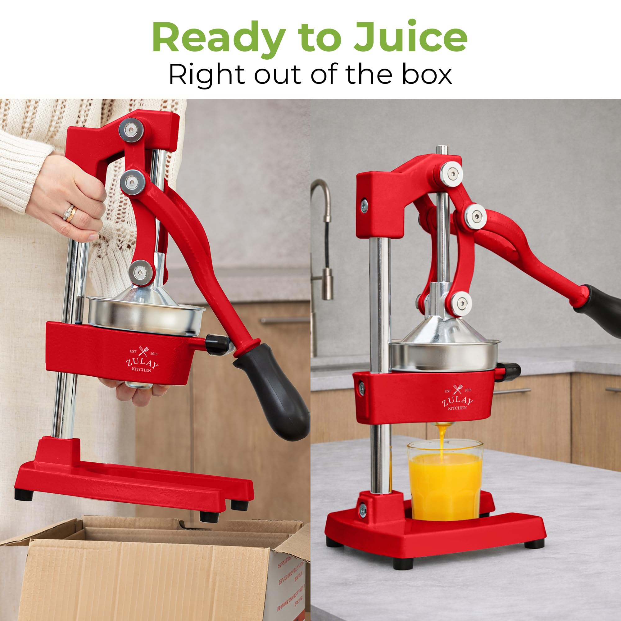 Zulay Kitchen lever arm mechanism close-up for effortless pressing benefit