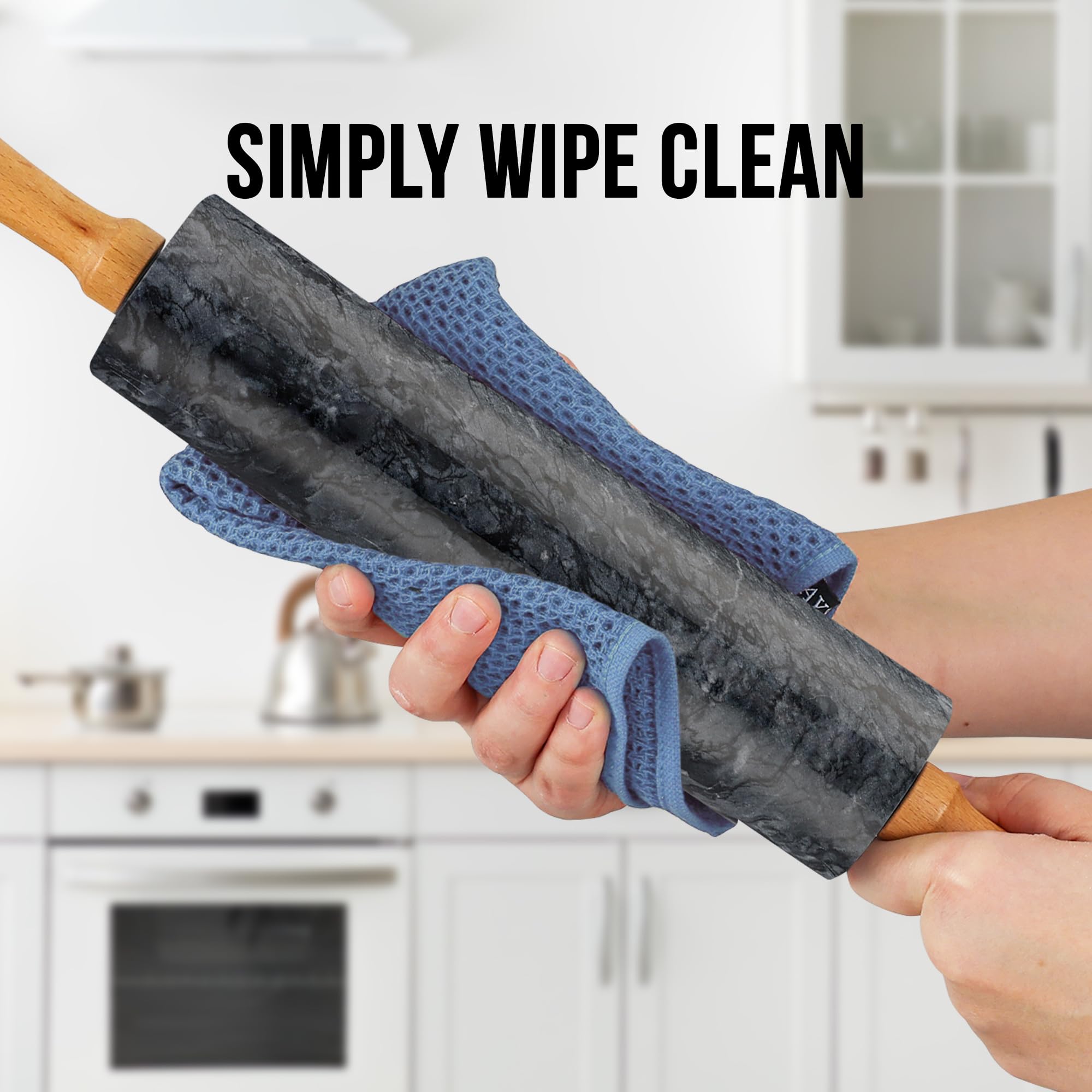 Zulay Kitchen rolling pin on kitchen counter in bakery setting inspires professional results