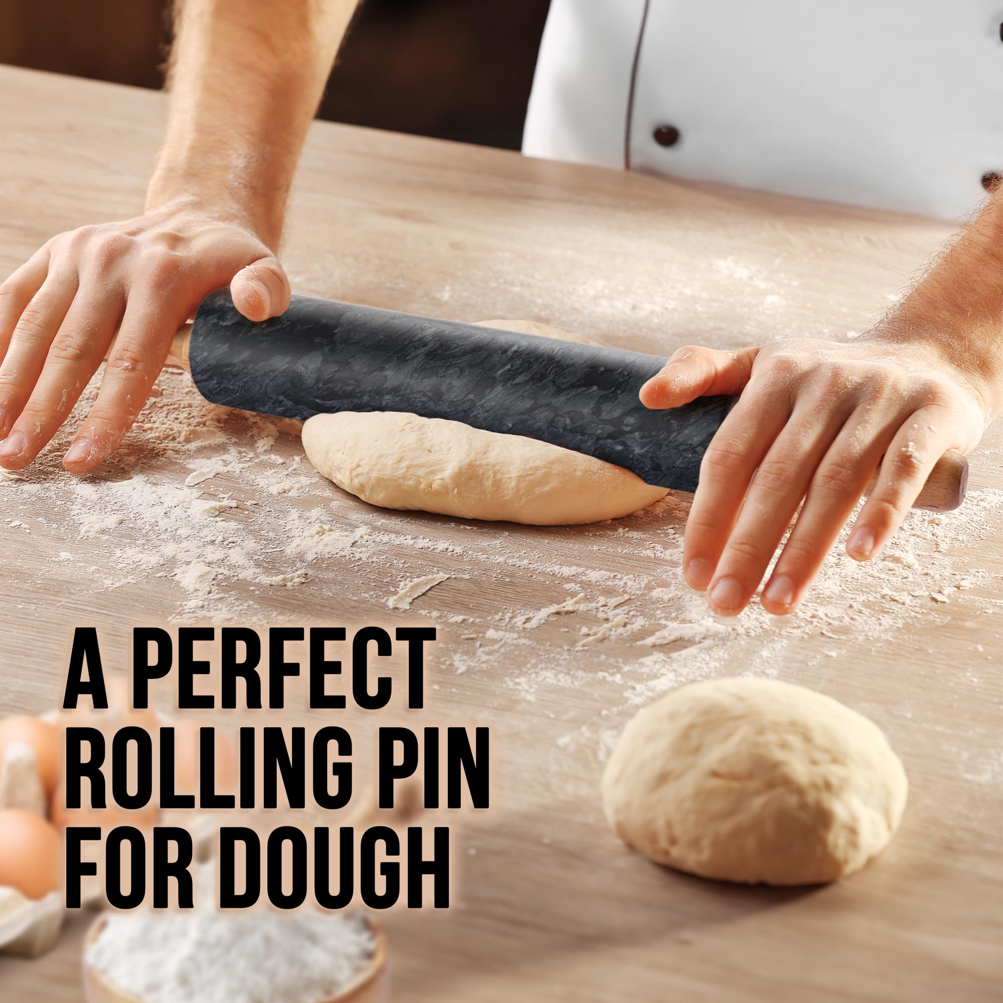 Zulay Kitchen beechwood handle detail for a comfortable grip and better control