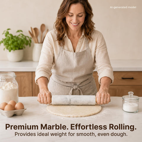 Zulay Kitchen rolling pin resting on wooden stand for tidy storage and countertop protection
