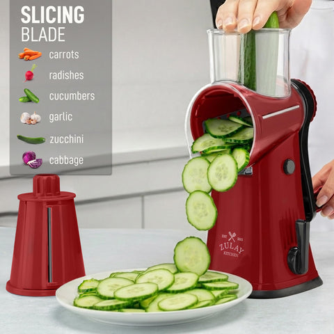 Zulay Kitchen five interchangeable drums displayed for versatile grating options