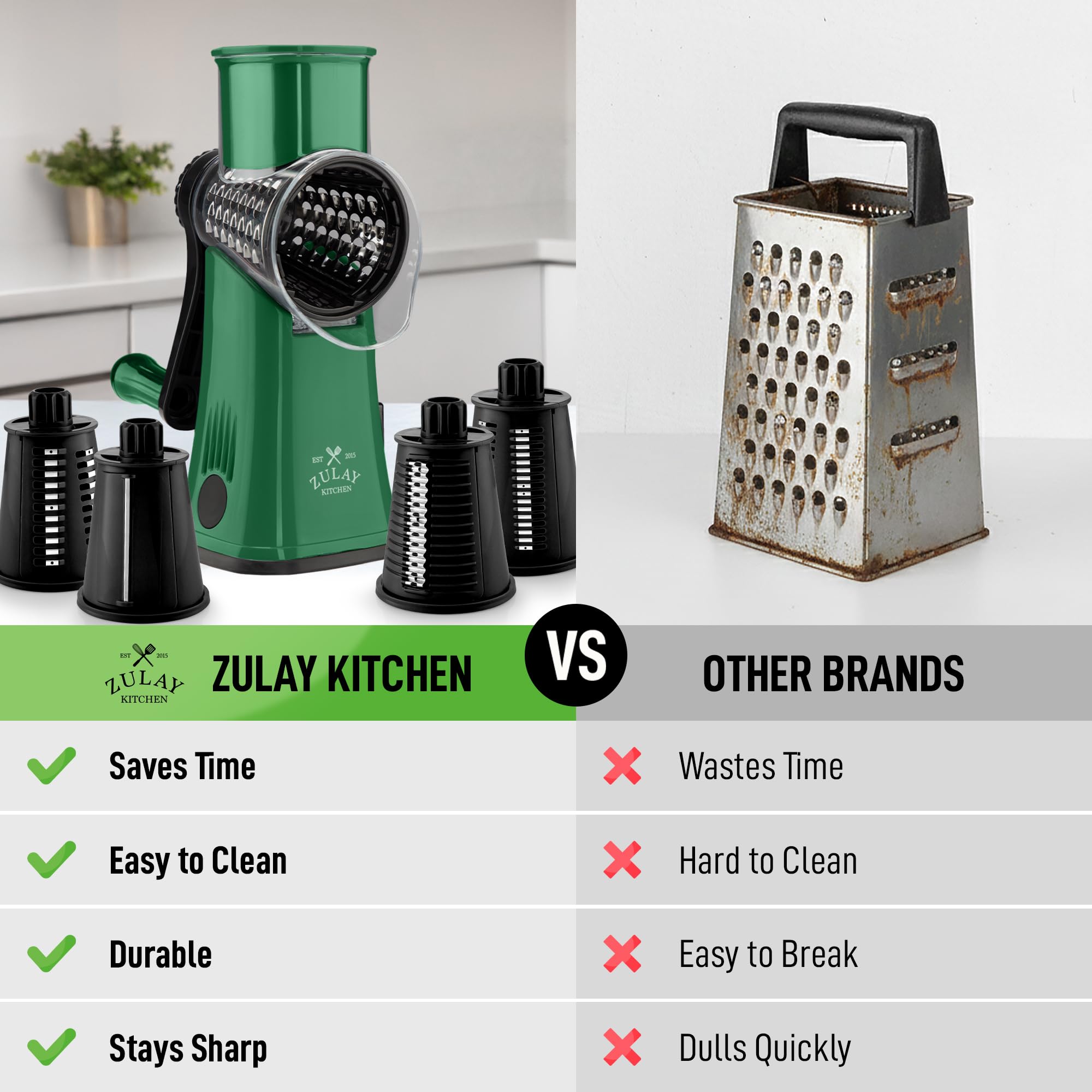 Zulay Kitchen hopper detail highlighting wide opening for larger ingredients