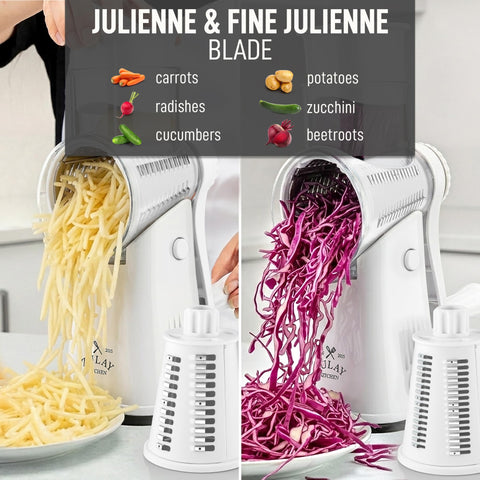 Zulay Kitchen grater in use shredding a block of cheese quickly and safely