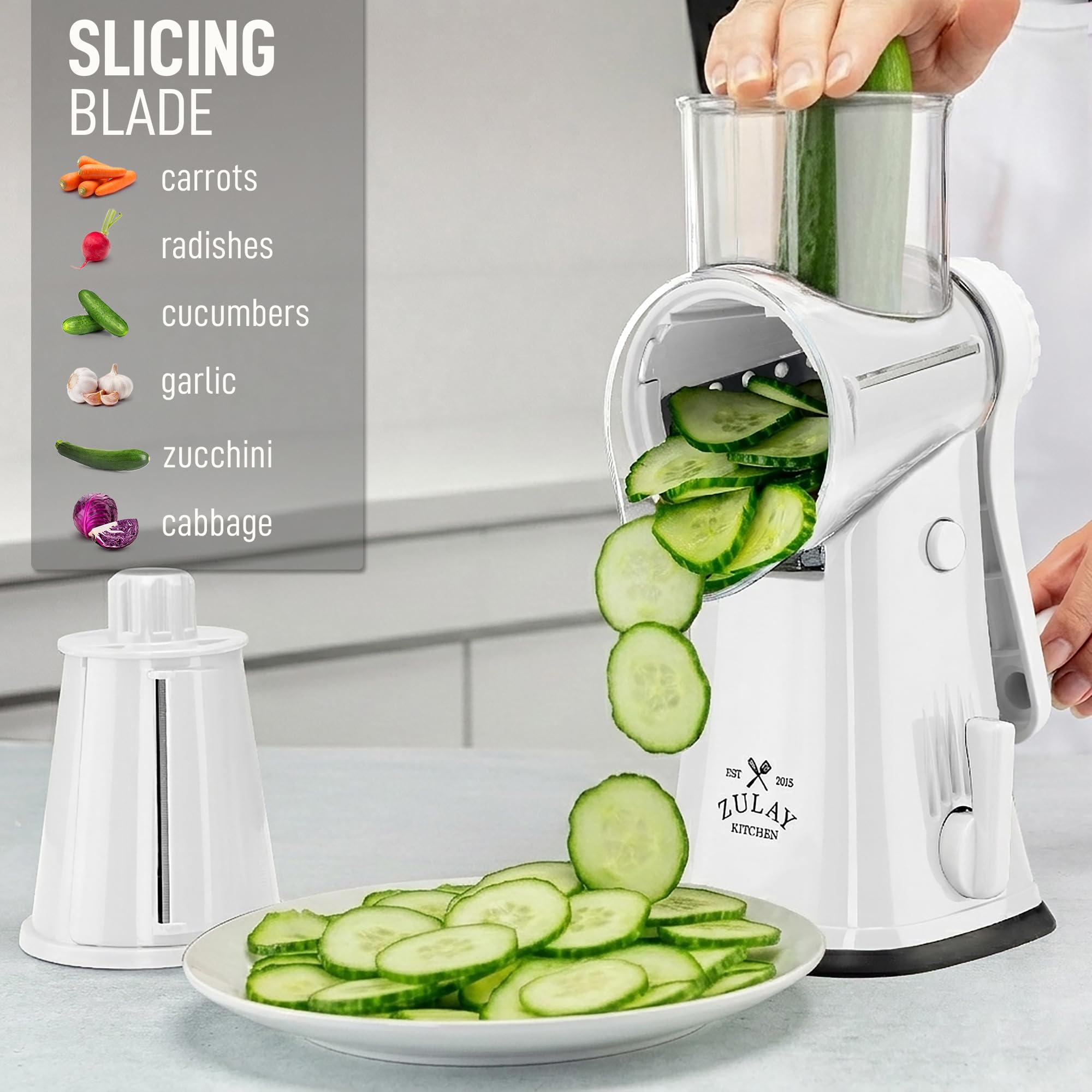 Zulay Kitchen reinforced suction base attached to countertop for stable hands-free rotation