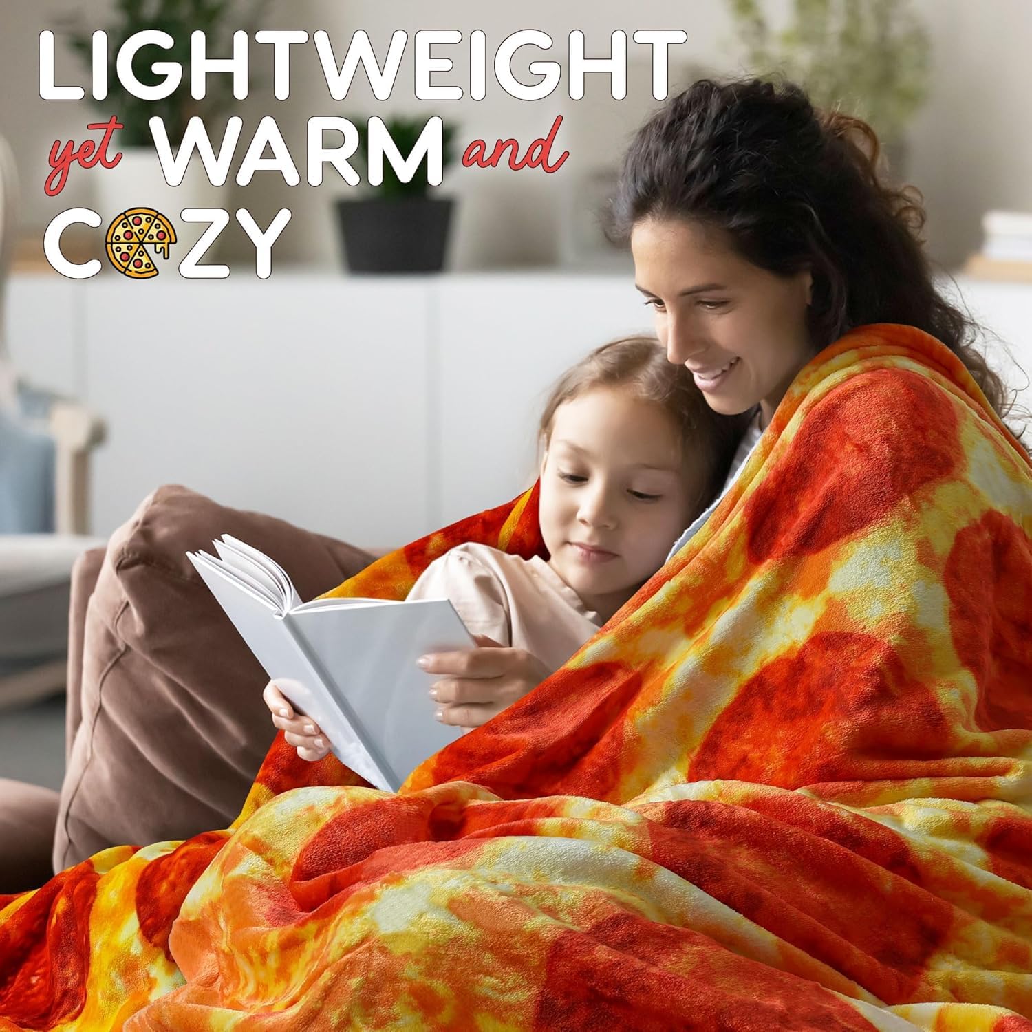 Zulay Kitchen blanket next to person showing 60-inch size and coverage