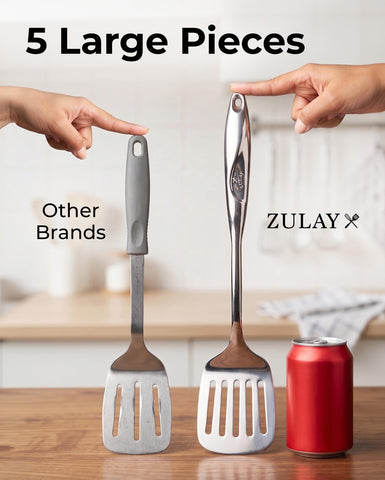 Zulay Kitchen tools beside ruler showing scale and compact size for any kitchen