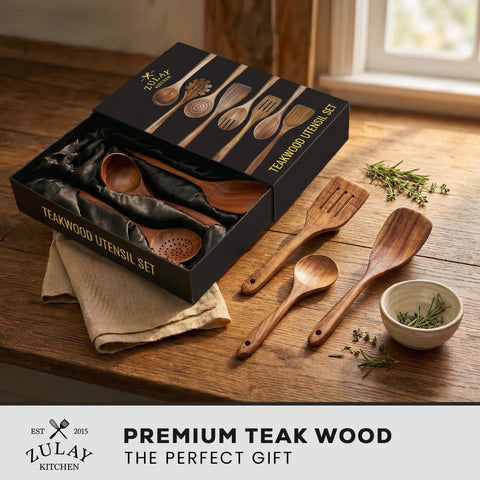 Zulay Kitchen close-up of teak wood grain showing smooth finish and durability