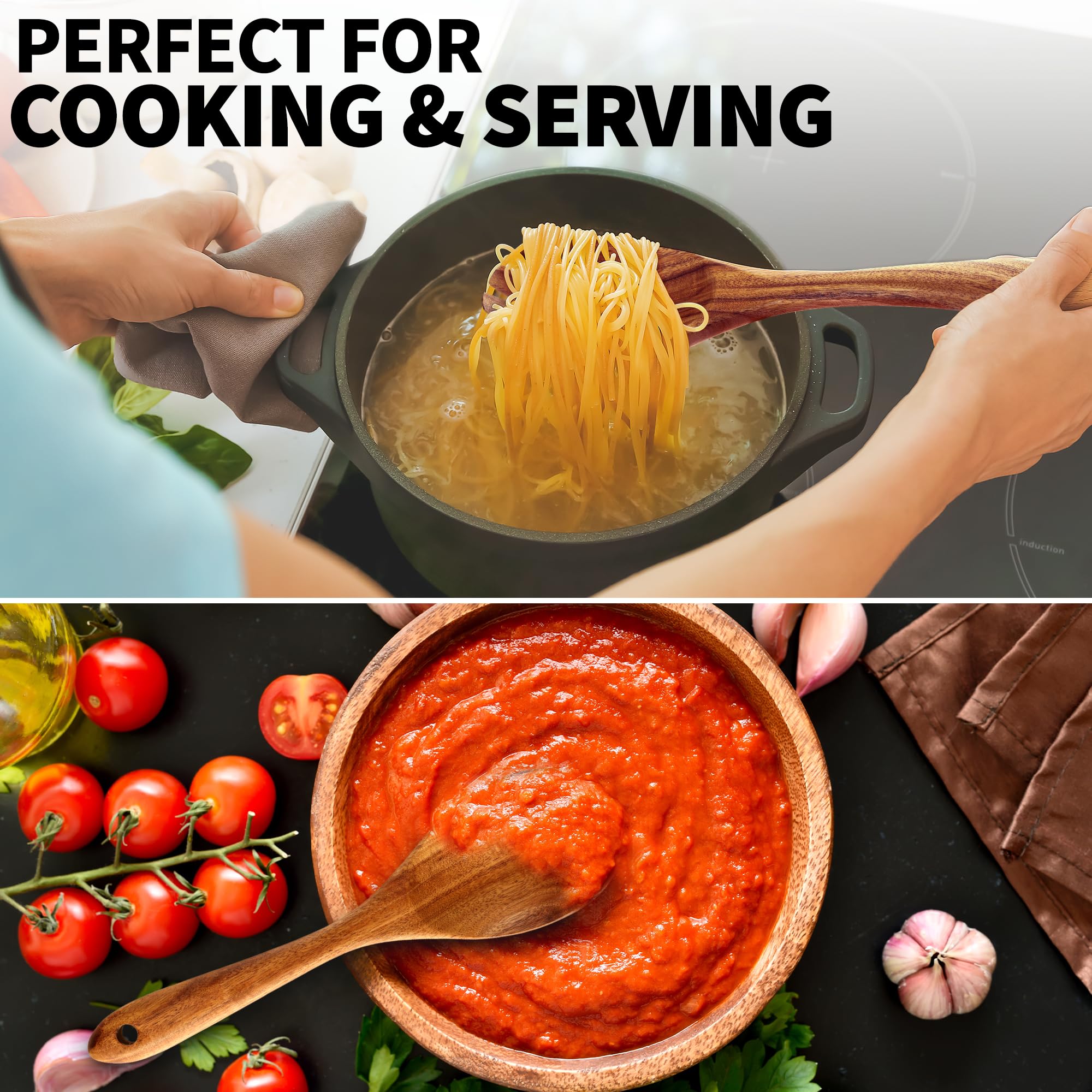 Zulay Kitchen solid and slotted turners side-by-side, safe for nonstick