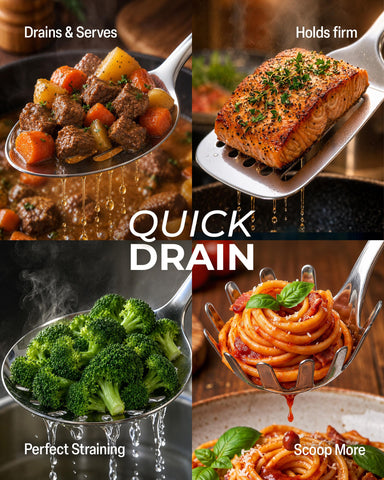 Zulay Kitchen ladle pouring soup for precise portioning and serving