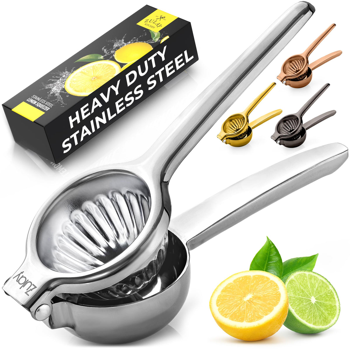 Zulay front view showing compact durable stainless-steel body and stable base
