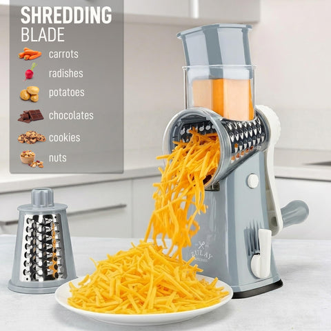 Zulay Kitchen five stainless-steel drums displayed for versatile grating options