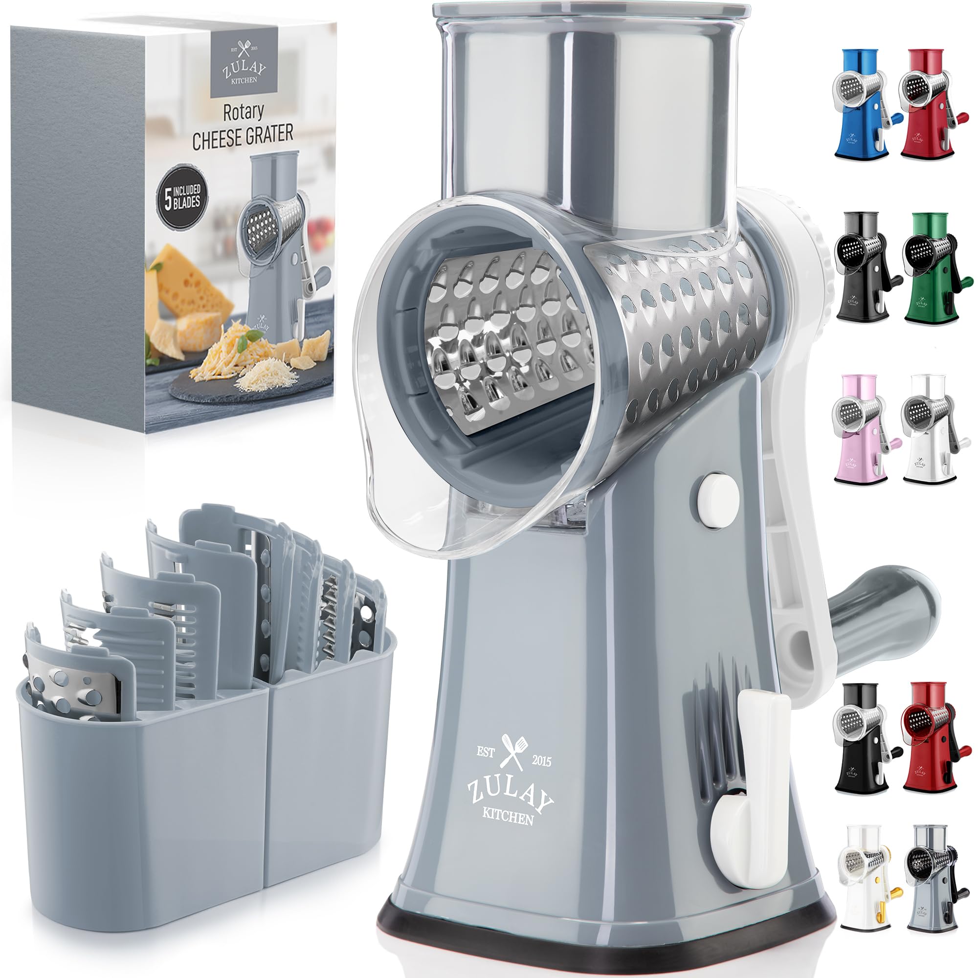 Zulay Kitchen front view showing compact grater and stable base for reliable prep