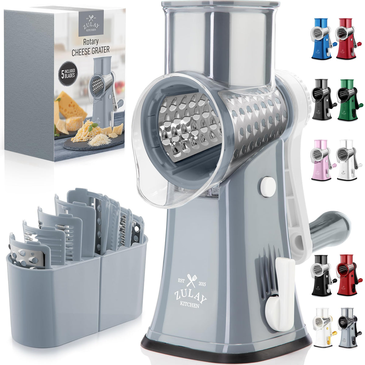Zulay Kitchen front view showing compact grater and stable base for reliable prep