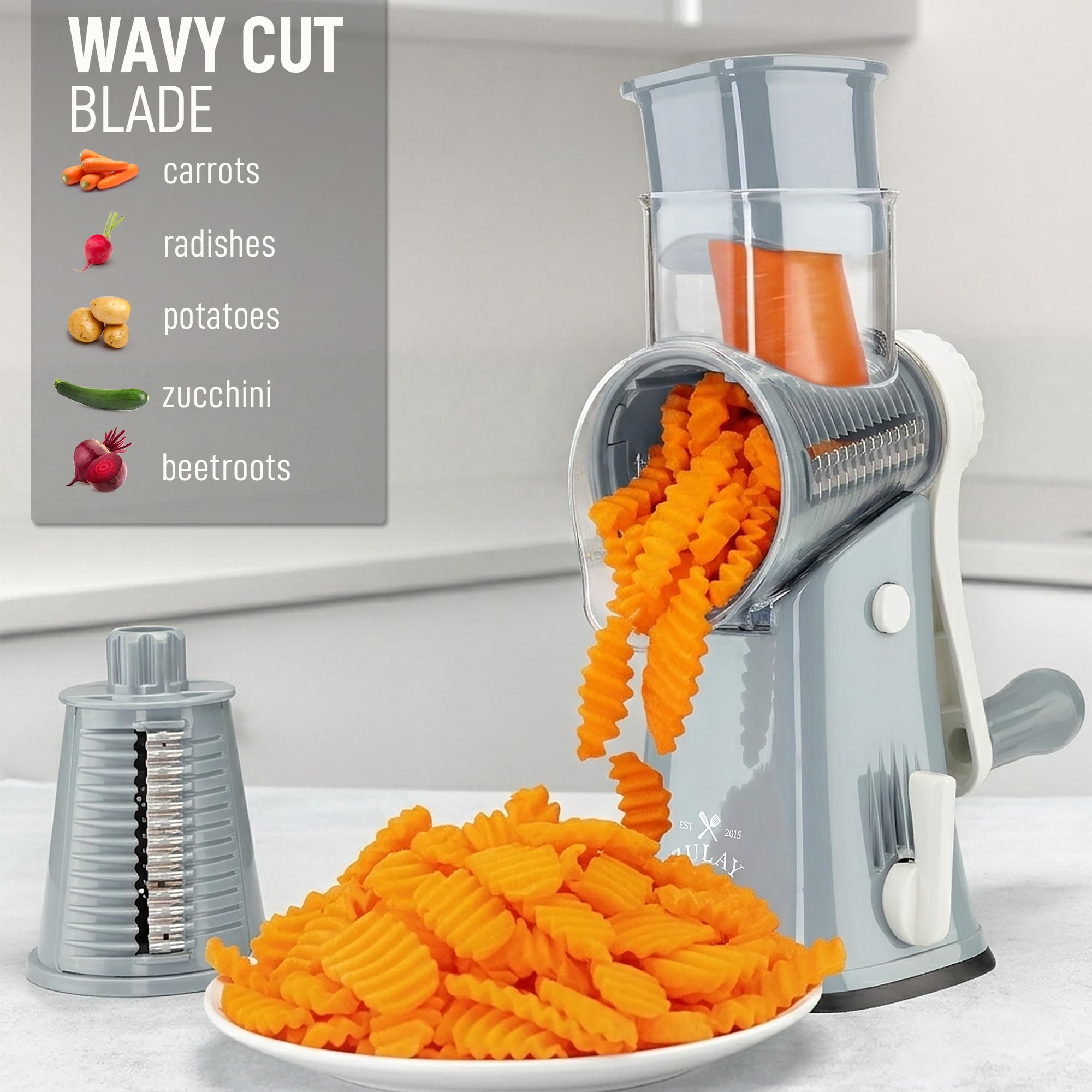 Zulay Kitchen handle and crank detail showing ergonomic grip for easy rotation