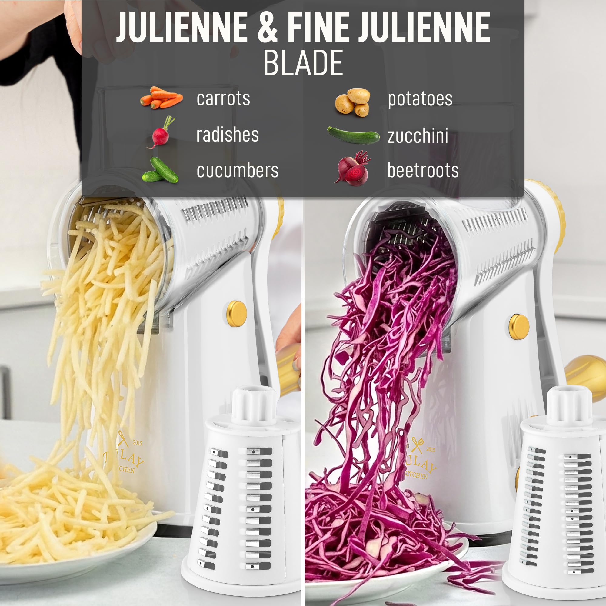 Zulay Kitchen grater in use shredding cheese quickly for faster meal prep