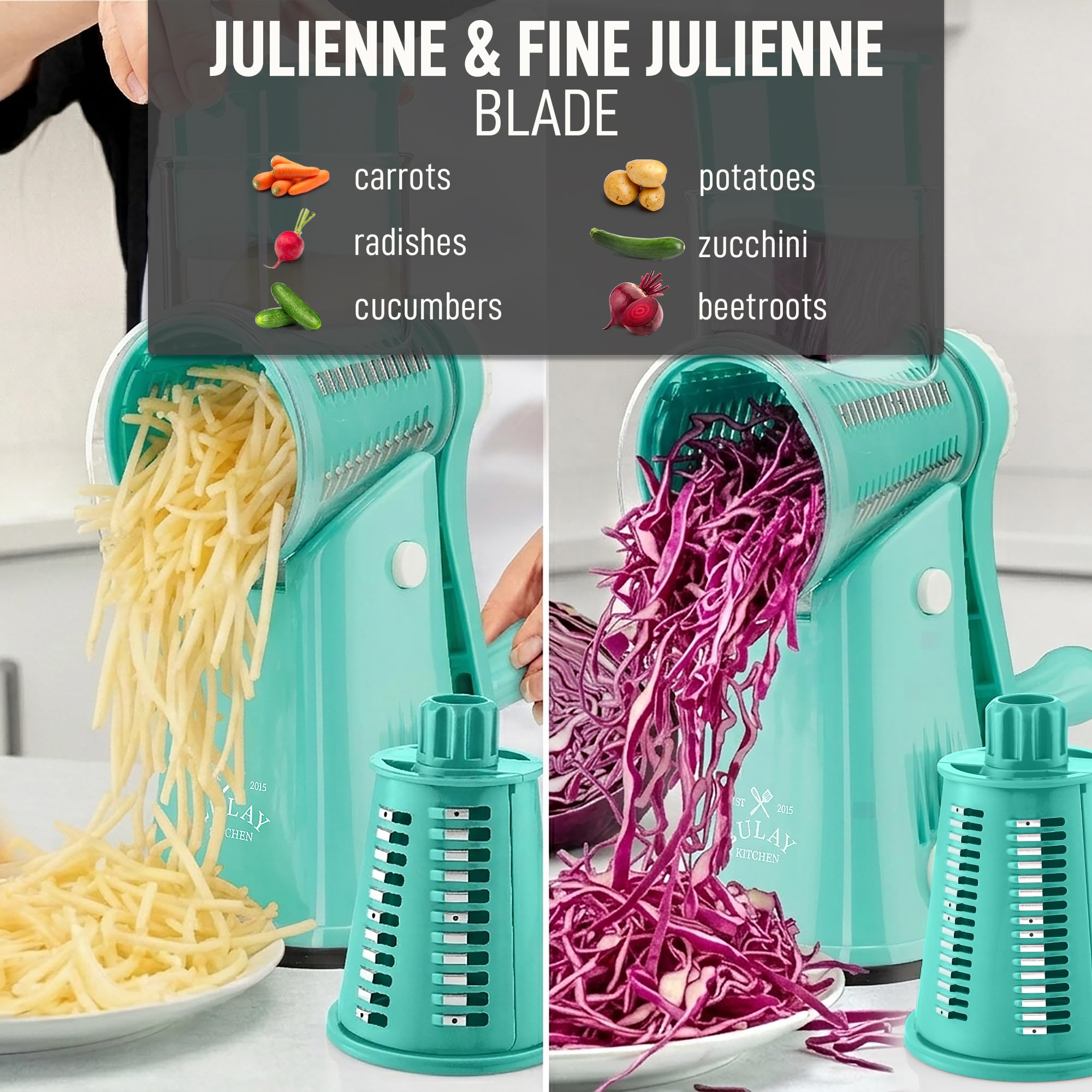 Zulay Kitchen grater in use shredding cheese quickly for recipes