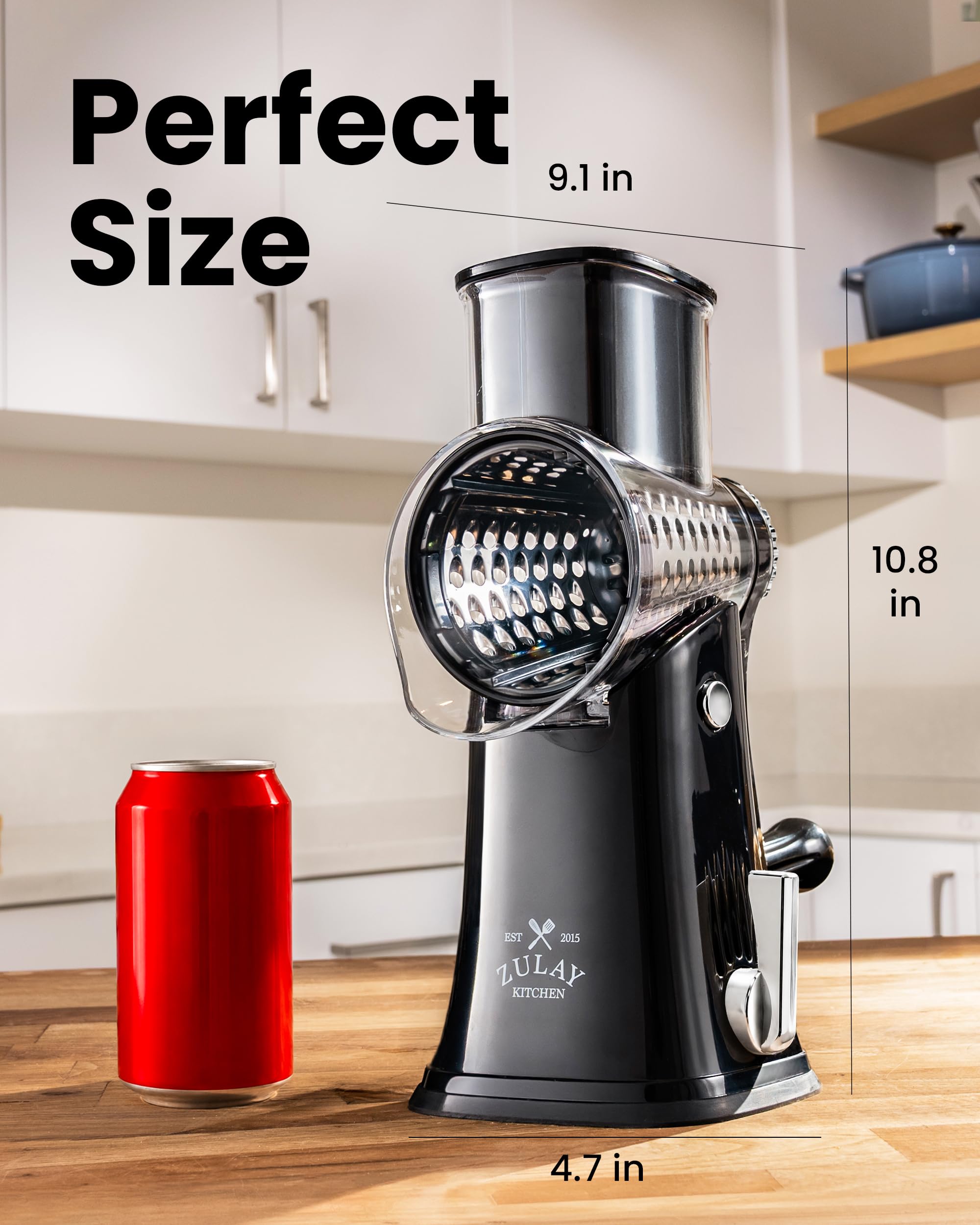 Zulay Kitchen hopper open with ingredients visible for safe loading and efficiency