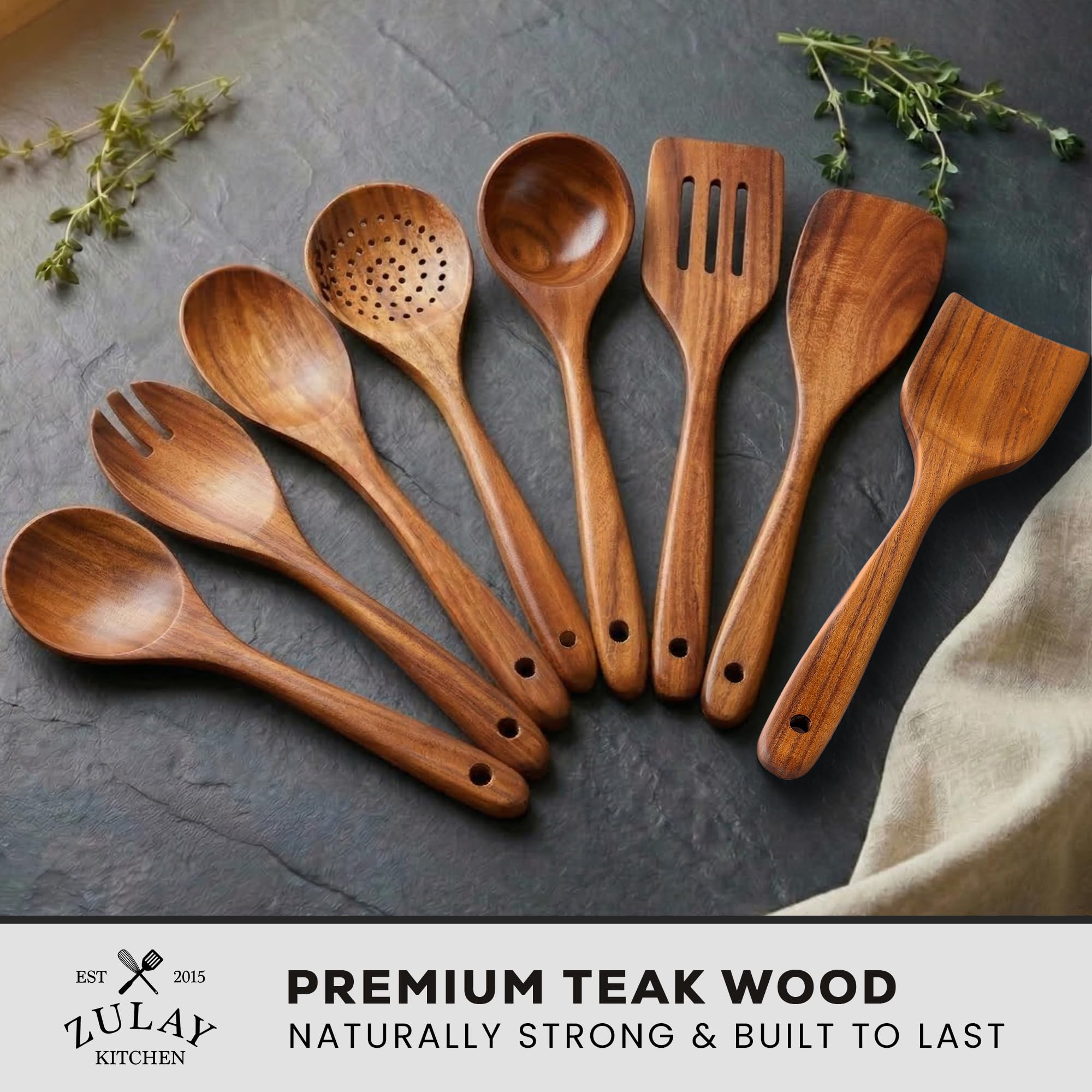 Zulay Kitchen close up of teak grain highlighting durability and water resistance