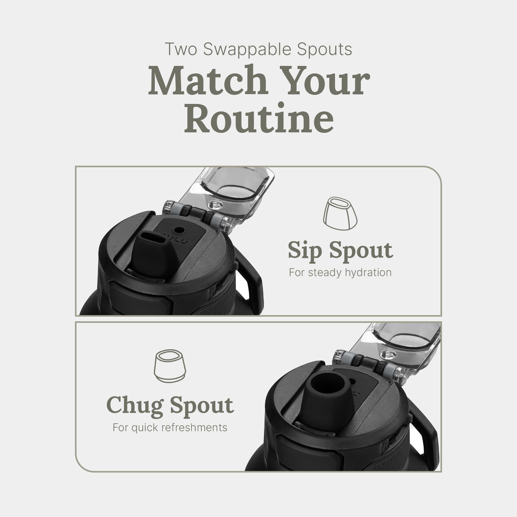 ZULU Powerfill Pro chug spout close-up for high-flow hydration, rapid refills