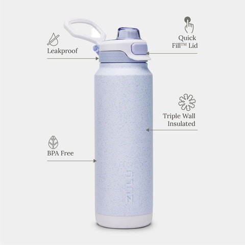ZULU Powerfill Pro sip and chug spouts displayed to show flow options benefit: customizable hydration
