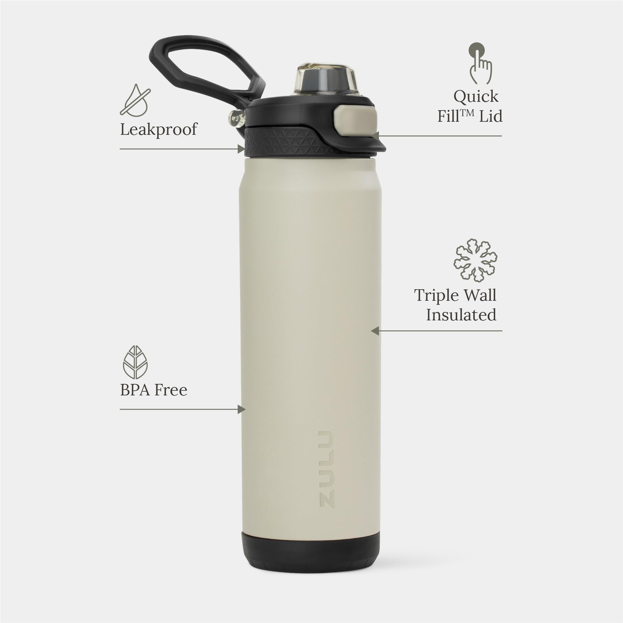 ZULU Powerfill Pro sip spout closeup for controlled drinking while on the move