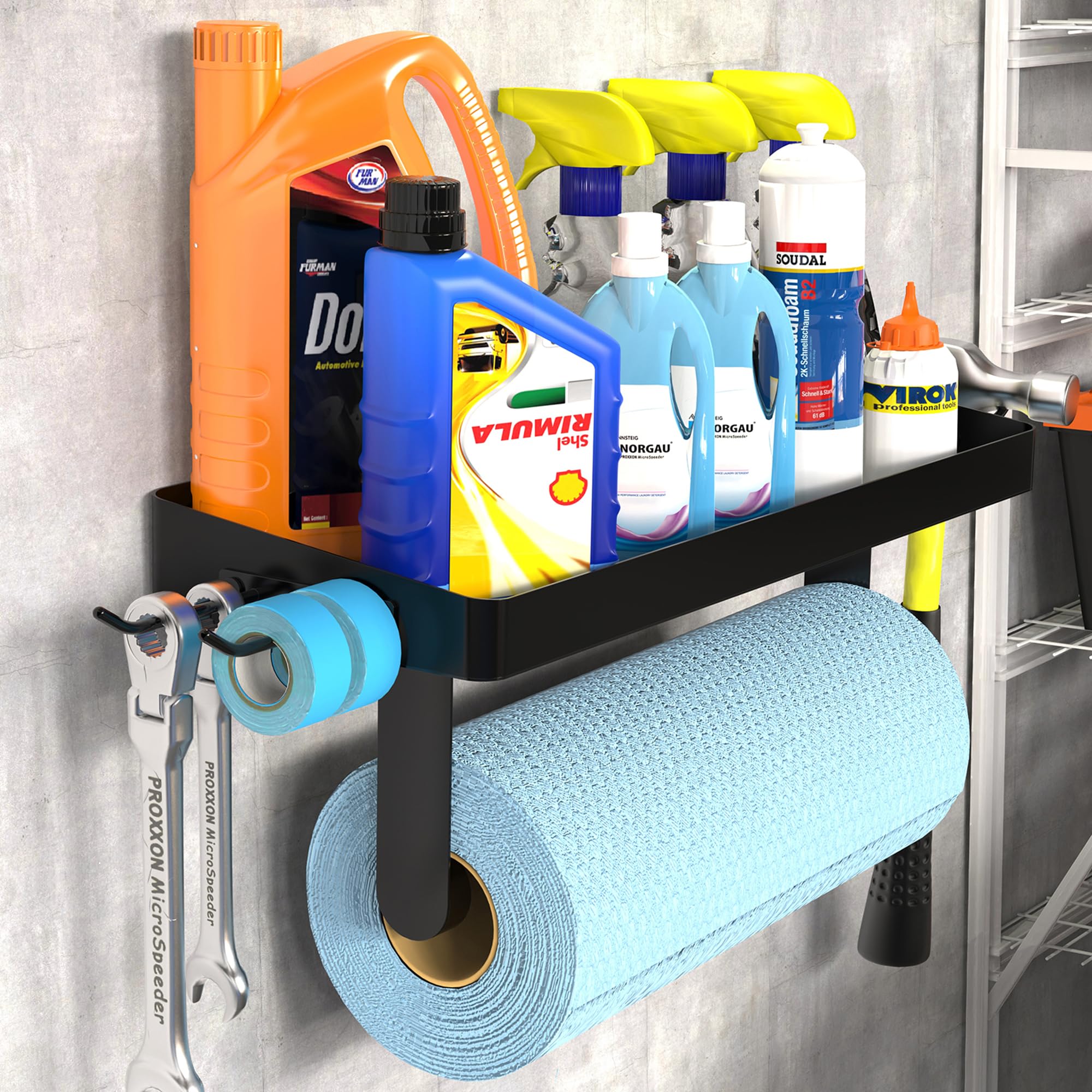 ZUNTO front view showing shelf and paper towel holder for space-saving