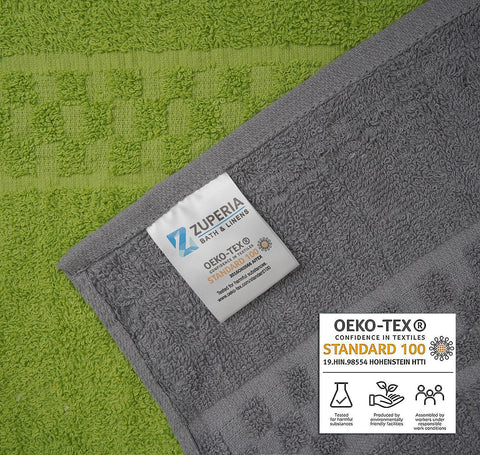 ZUPERIA size comparison with measure showing generous large towel dimensions