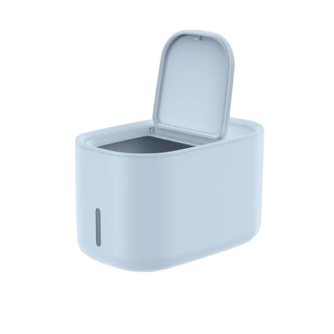 Zuutii front view of light blue container showing lid and window for convenient level checking
