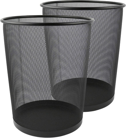 Zuvo front view of mesh waste basket showing sleek modern profile and tidy look