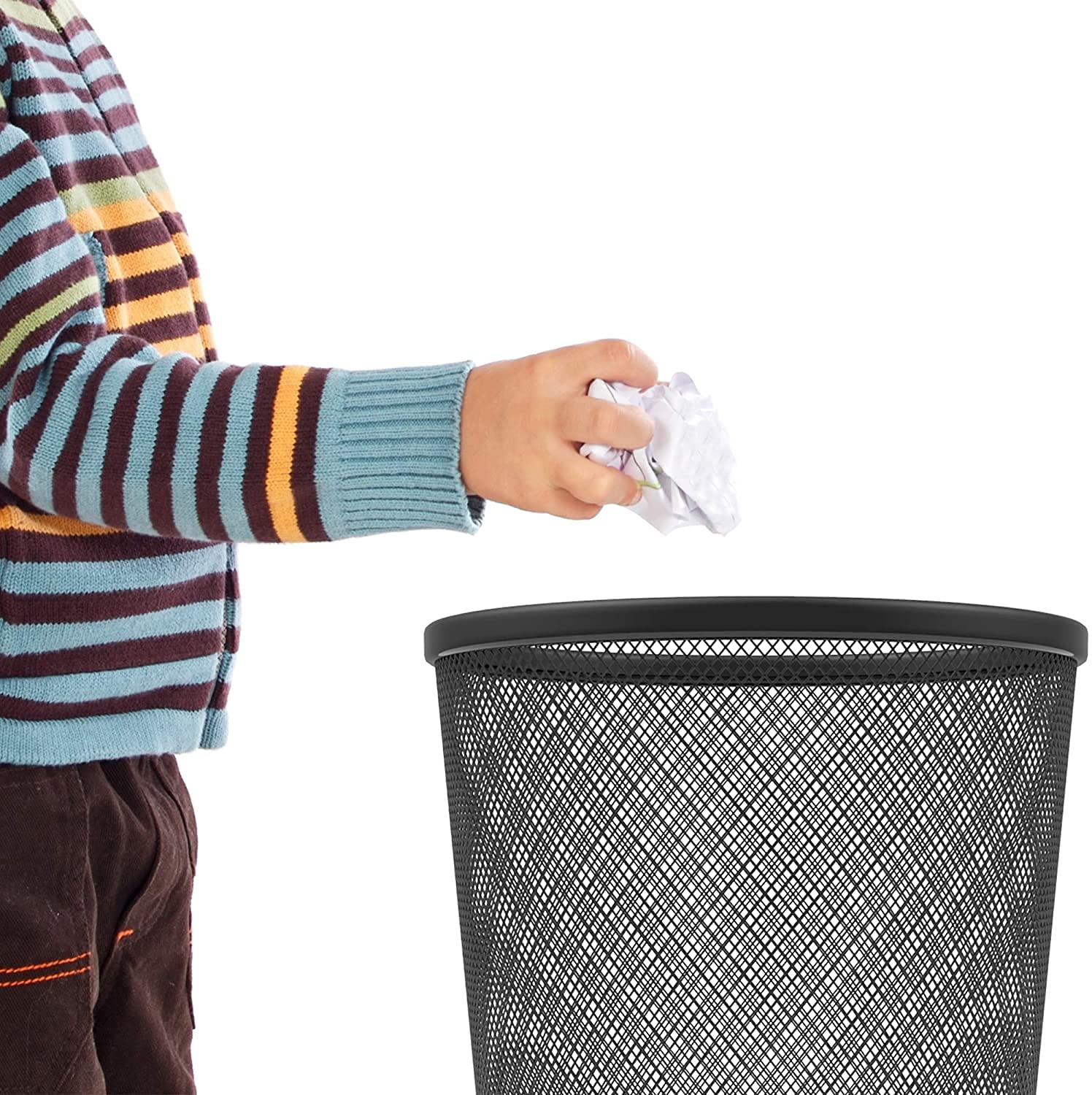 Zuvo mesh bin placed in living room showing discreet style and clutter control