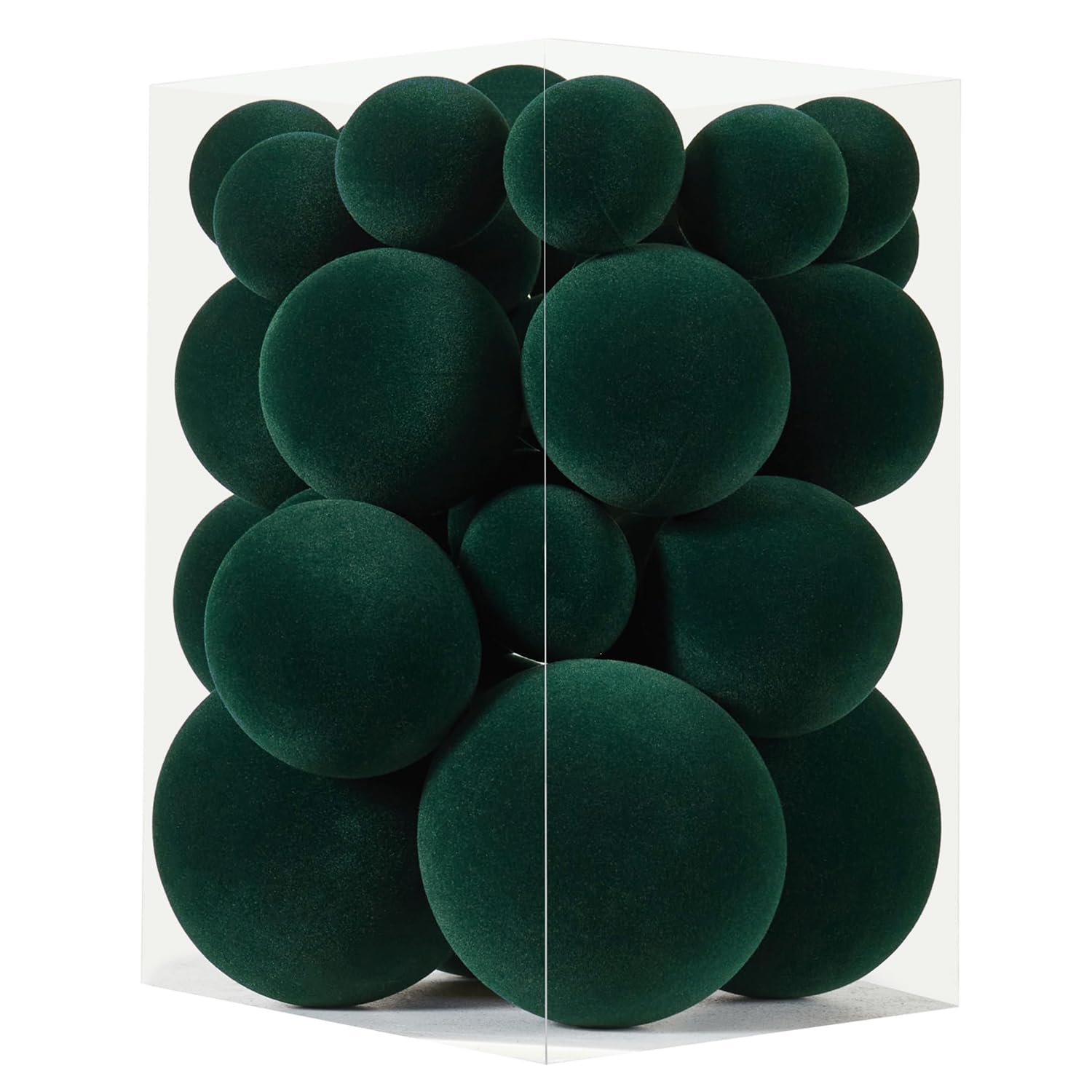 ZVAVH velvet ornaments front packaging showing full 38-piece set and easy storage benefit