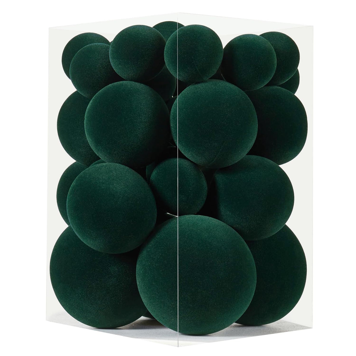 ZVAVH velvet ornaments front packaging showing full 38-piece set and easy storage benefit