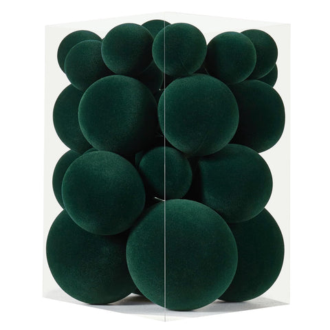 ZVAVH velvet ornaments front packaging showing full 38-piece set and easy storage benefit