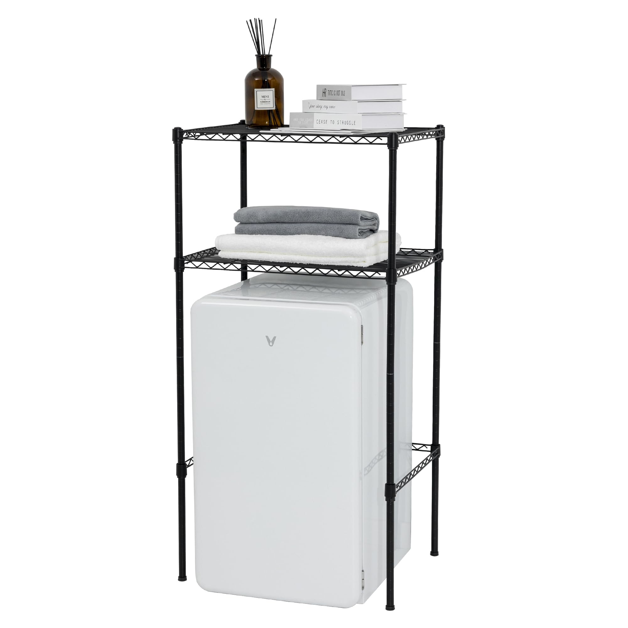 Zvyteay front view of mini fridge shelf showing stable platform and space-saving benefit